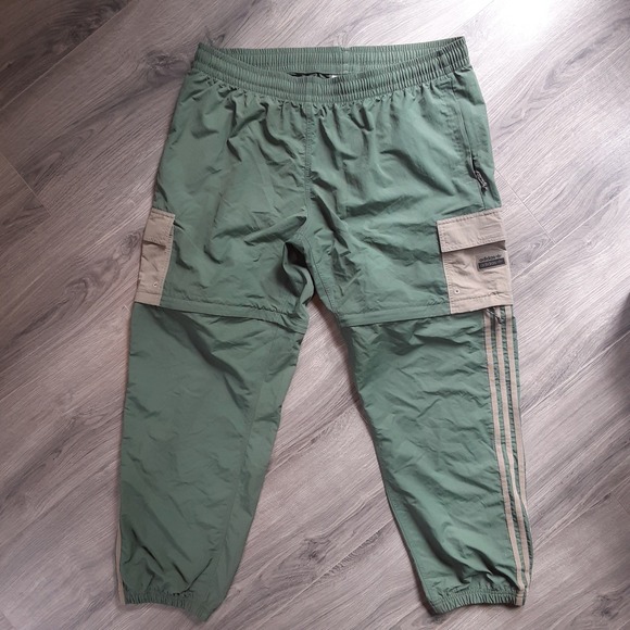adidas Other - Adidas Originals Mens Convertible Cargo Track Pants Sage Green Zip Off XL